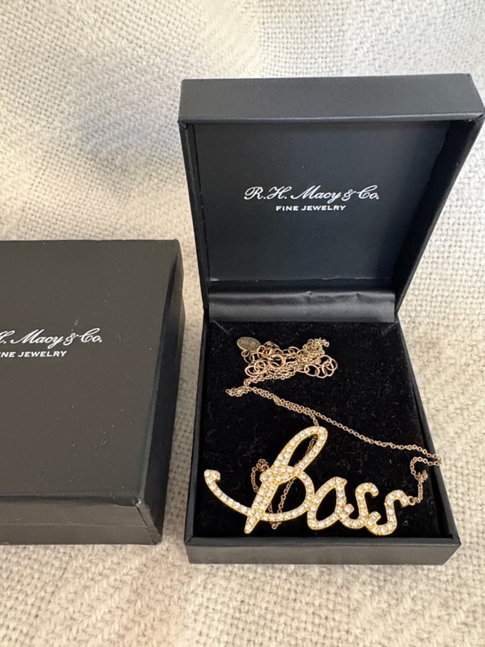 Gold 'Boss' Crystal Pendant Necklace